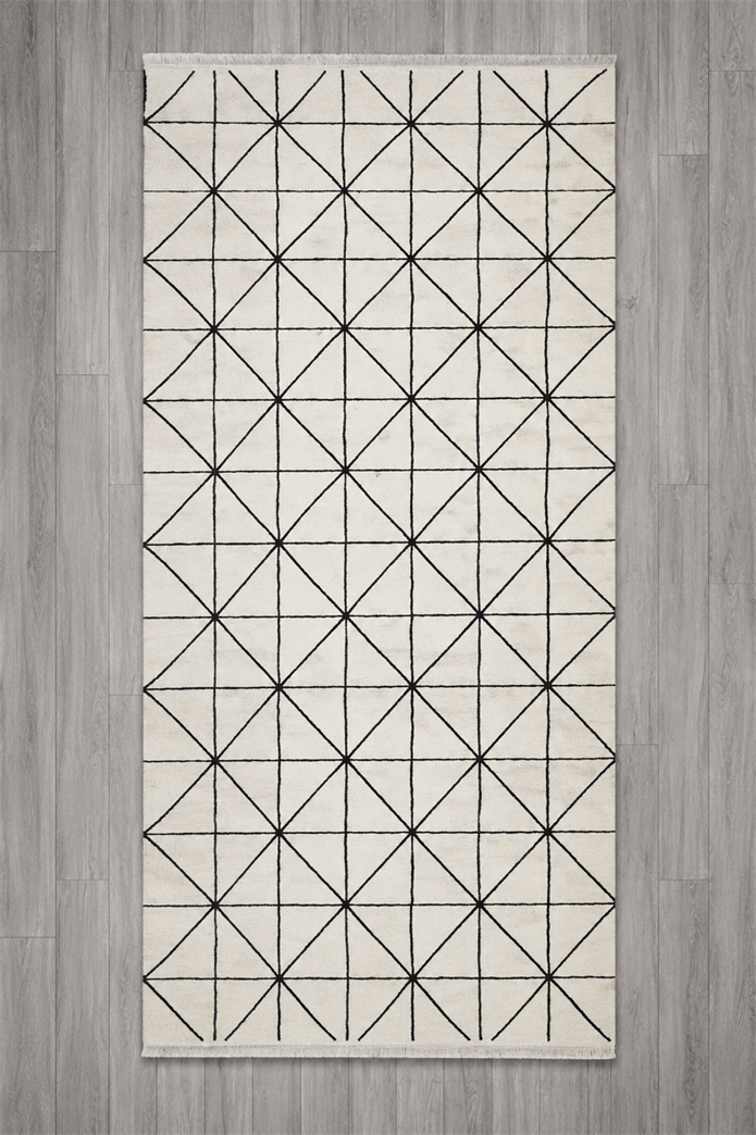 Sultan Zen Piramit Desen Krem Modern Akrilik Makine Dokuma Salon Halısı - 6422