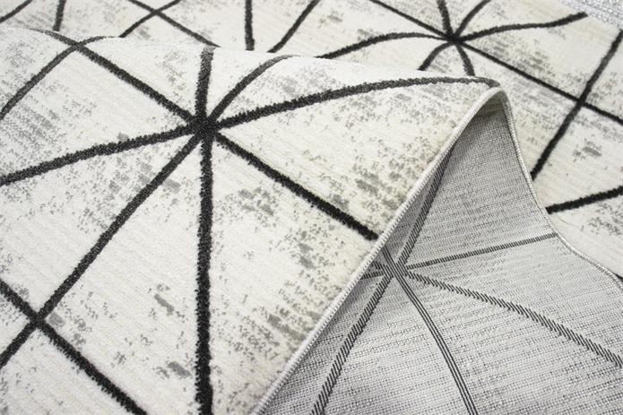 Sultan Zen Piramit Desen Krem Modern Akrilik Makine Dokuma Salon Halısı - 6422