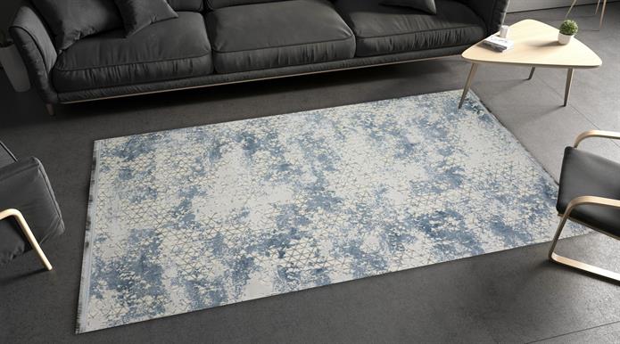 Sultan Zen Piramit Desen Mavi Modern Akrilik Makine Dokuma Salon Halısı - 6303