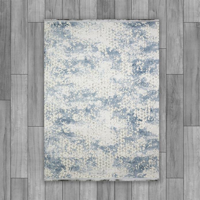 Sultan Zen Piramit Desen Mavi Modern Akrilik Makine Dokuma Salon Halısı - 6303