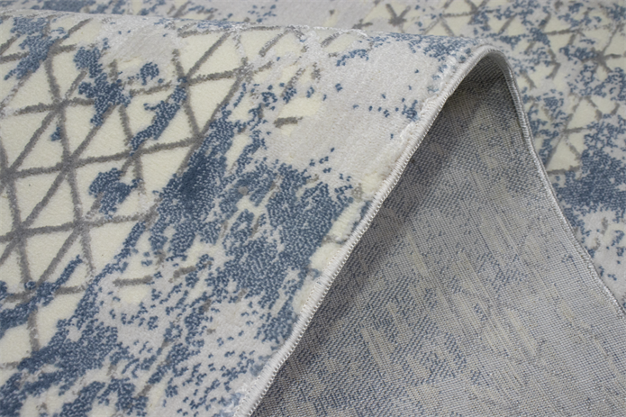 Sultan Zen Piramit Desen Mavi Modern Akrilik Makine Dokuma Salon Halısı - 6303