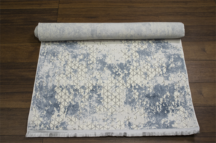 Sultan Zen Piramit Desen Mavi Modern Akrilik Makine Dokuma Salon Halısı - 6303