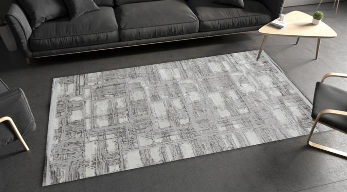 Sultan Zen Taş Desen Gri Modern Akrilik Makine Dokuma Salon Halısı - 6711