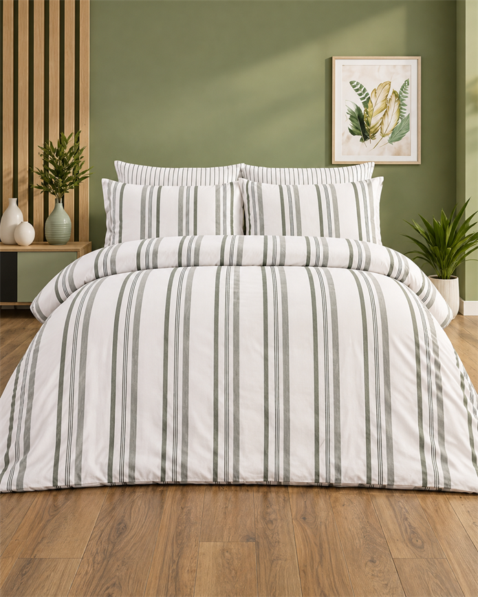 Tek Kişilik Desenli Yeşil Pamuklu Nevresim Takımı HT21 160X220