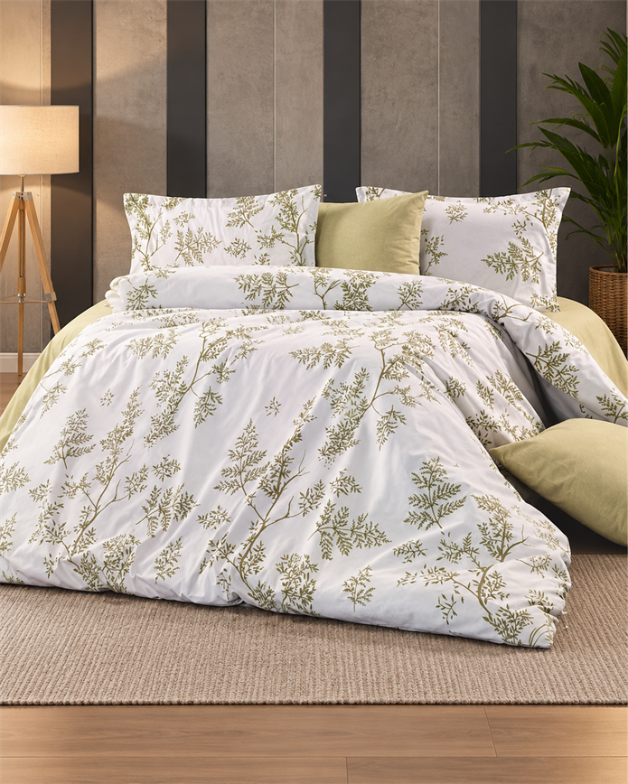 Tek Kişilik Desenli Yeşil Pamuklu Nevresim Takımı HT11 160X220