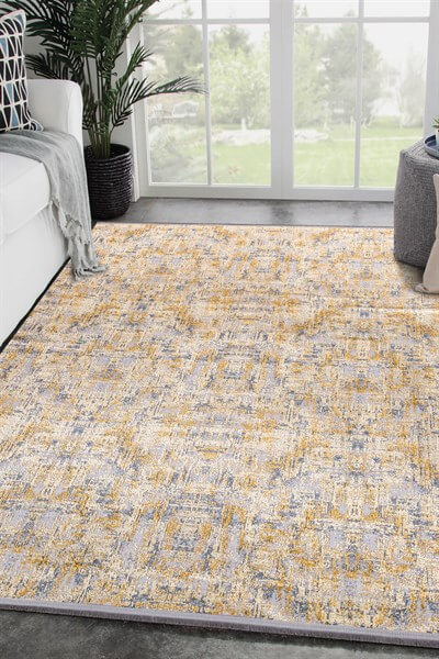 Terra Renkli Parlak Altı Kaymaz İnce Makinede Yıkanabilir Halı