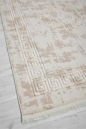 Toprak Renkli Roma Desenli Kabartmalı Dokuma Taban Halı