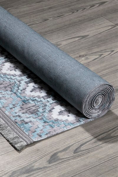 Stella Turkuaz Renkli Parlak Yüzeyli  Dekoratif Halı