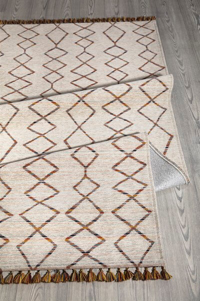 Turuncu Renkli Kaymaz Tabanlı Leke Tutmaz Kilim