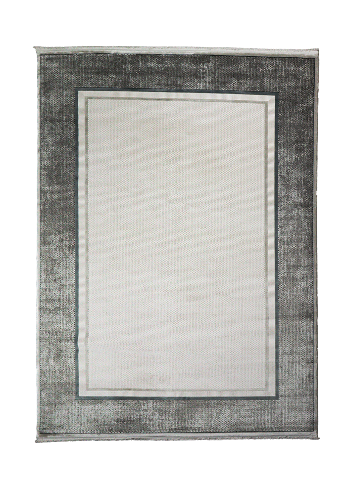 Viskon Naz Serisi Siyah Çerçeve Desenli Saçaklı Pamuk Dokuma Taban Halı | 3064