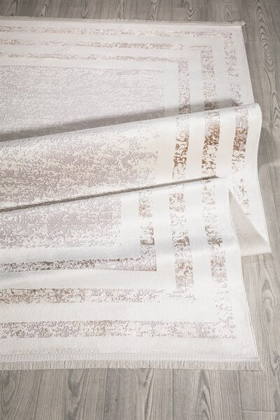 Vizon Renkli Bordürlü Altı Kaymaz Toz Toplamaz Antialerjik Halı