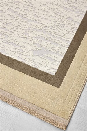 Vizon Renk Çerçeveli Tabanı Kaymaz Toz Toplamaz Makine Dokuma Halı