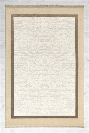 Vizon Renk Çerçeveli Tabanı Kaymaz Toz Toplamaz Makine Dokuma Halı