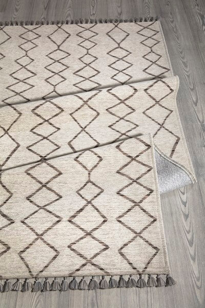 Vizon Renkli Kaymaz Tabanlı Leke Tutmaz Kilim