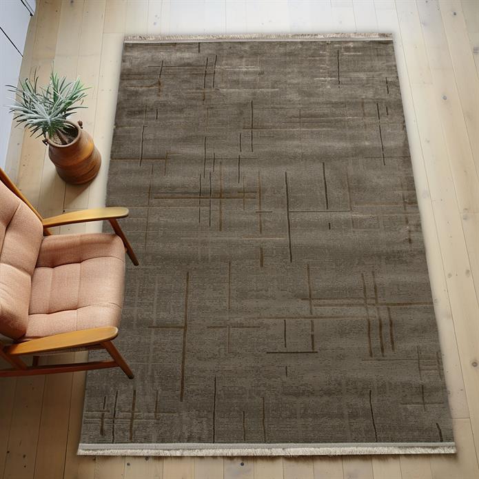 Vizon Rengi Lotus Bambu Model Altı Kaymaz Makine Dokuma Halı