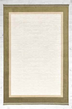 Yeşil Çerçeveli Tabanı Kaymaz Toz Toplamaz Makine Dokuma Halı