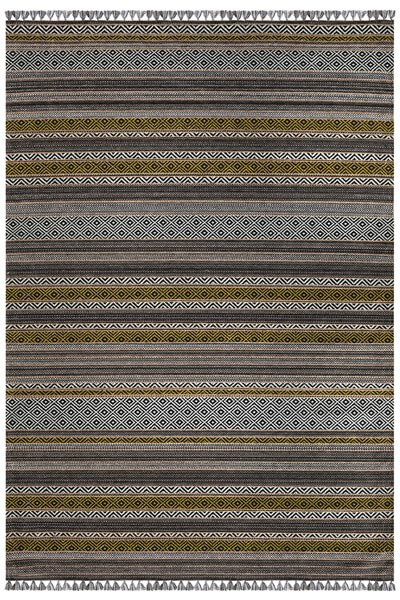 Yeşil Renkli Kaymaz Tabanlı Yıkanabilir Makine Dokuma Kilim