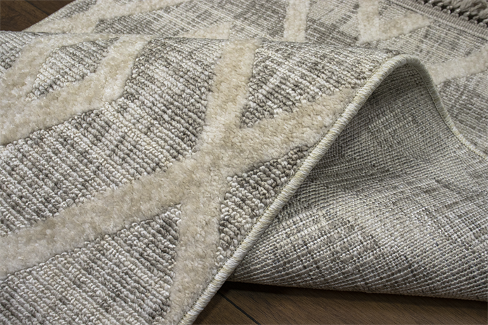 Yonca Seri İskandinav Bej Piramit Desenli Makine Dokuma Taban Modern Salon Halısı 3091 | Sultan Halı