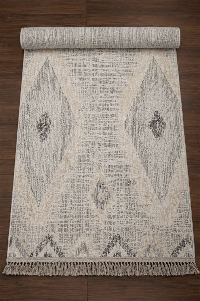 Yonca Seri İskandinav Gri Piramit Desenli Makine Dokuma Taban Modern Salon Halısı 3092 | Sultan Halı