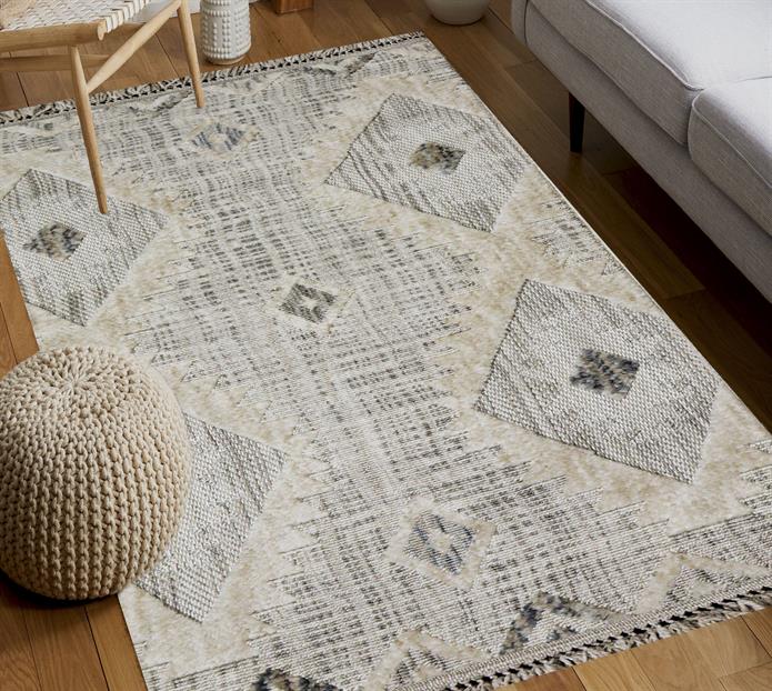 Yonca Seri İskandinav Gri Piramit Desenli Makine Dokuma Taban Modern Salon Halısı 3092 | Sultan Halı