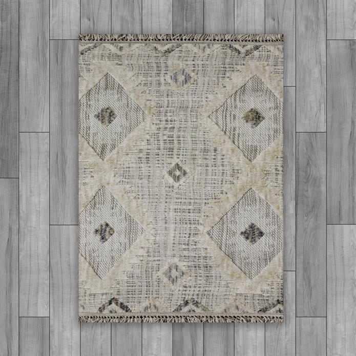 Yonca Seri İskandinav Gri Piramit Desenli Makine Dokuma Taban Modern Salon Halısı 3092 | Sultan Halı