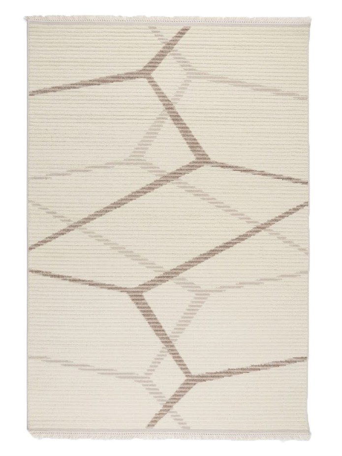 ZARA Serisi Krem Vizon Geometrik Desenli Modern Halı | GF711