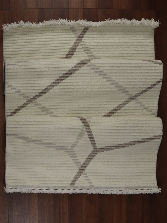 ZARA Serisi Krem Vizon Geometrik Desenli Modern Halı | GF711