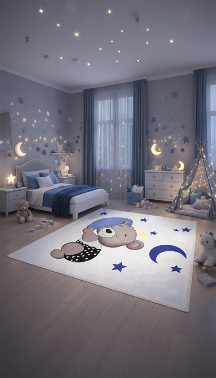 Zerda Gece Masalı Ayıcıklı Çocuk Odası Halı