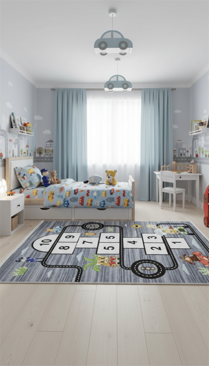 Zerda Trafik Yol Haritası Çocuk Odası Halı