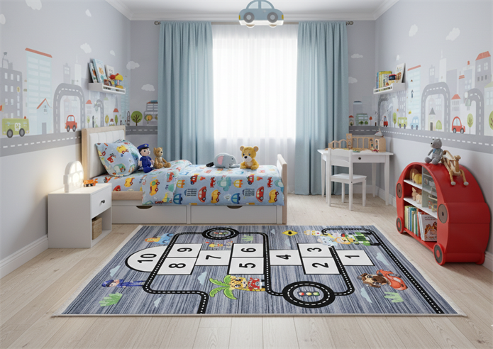 Zerda Trafik Yol Haritası Çocuk Odası Halı