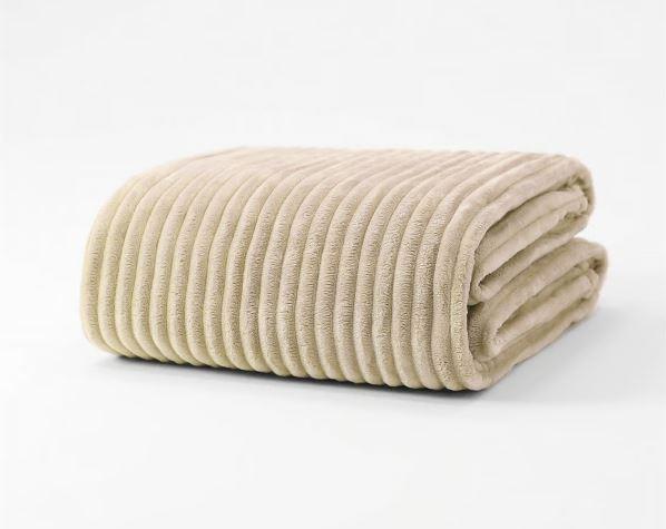 AKSU İpeksoft Fitilli Çift Kişilik Ekru Battaniye 200x220