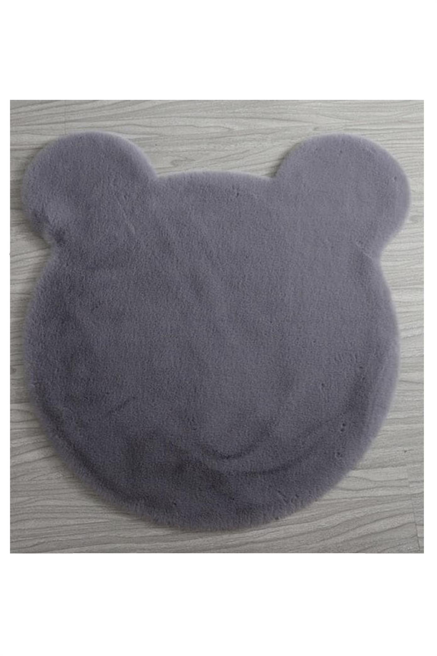 Ayıcık Kafası Şekilli Antrasit Peluş Halı