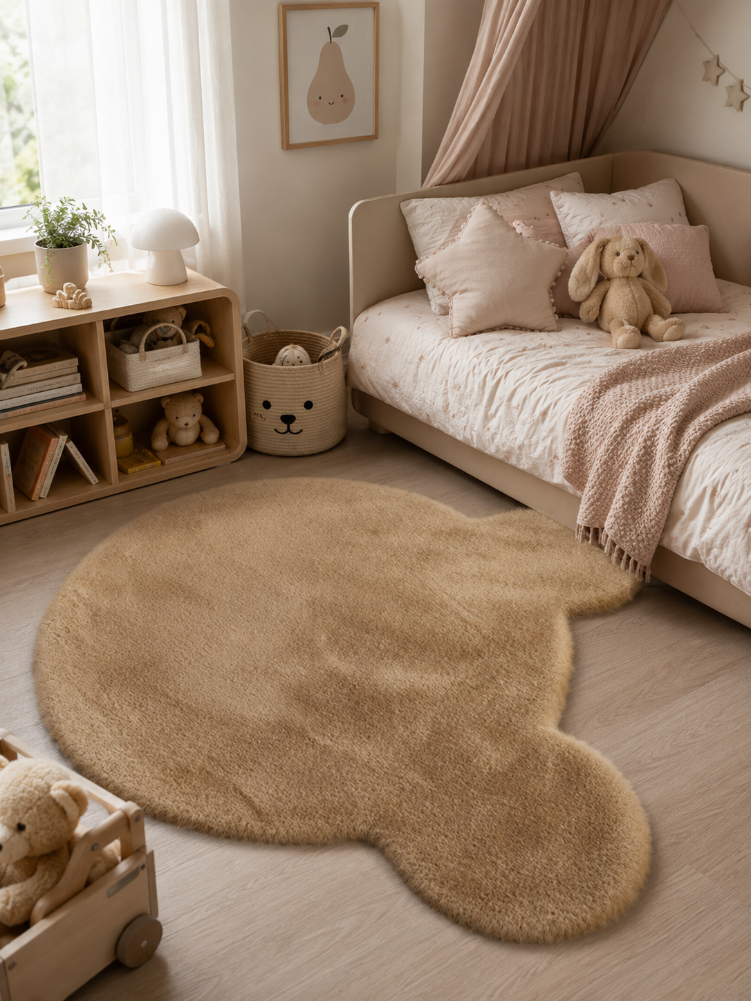 Ayıcık Kafası Şekilli Vizon Peluş Halı