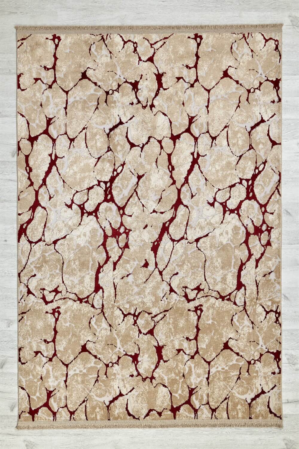 Bordo Mermer Desenli Altı Kaymaz Halı