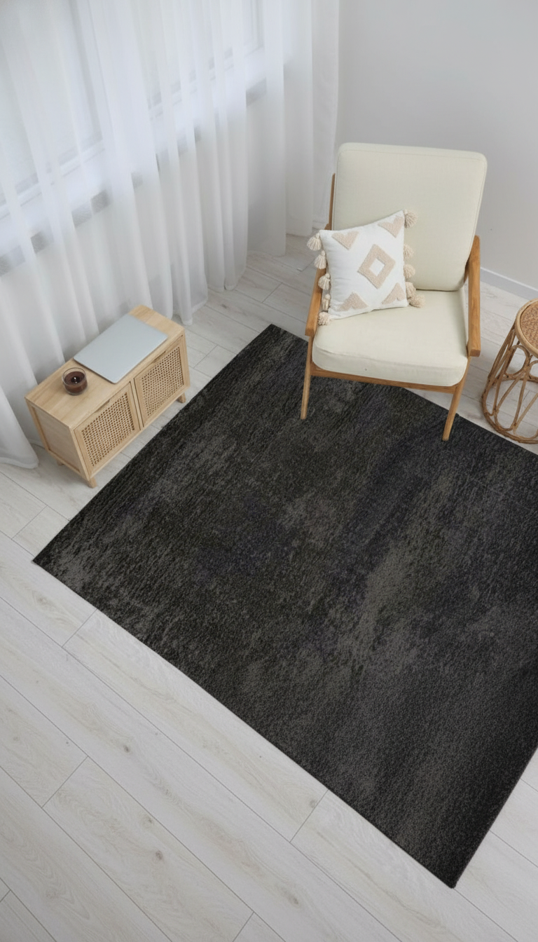 Dream Color Antrasit Yumuşak Yüzeyli Kaymaz Makinede Yıkanabilir Halı