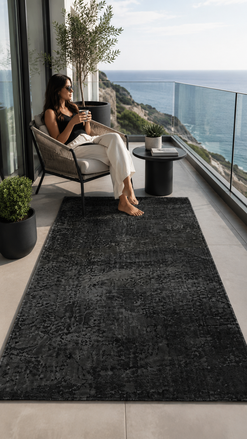 Dream Color Antrasit Yumuşak Yüzeyli Kaymaz Makinede Yıkanabilir Halı