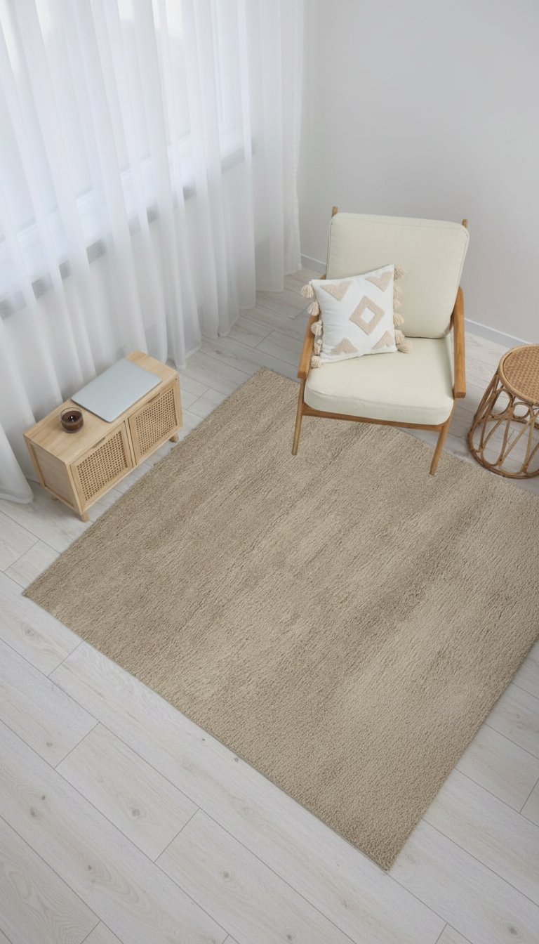 Dream Color Bej  Yumuşak Yüzeyli Kaymaz Makinede Yıkanabilir Halı