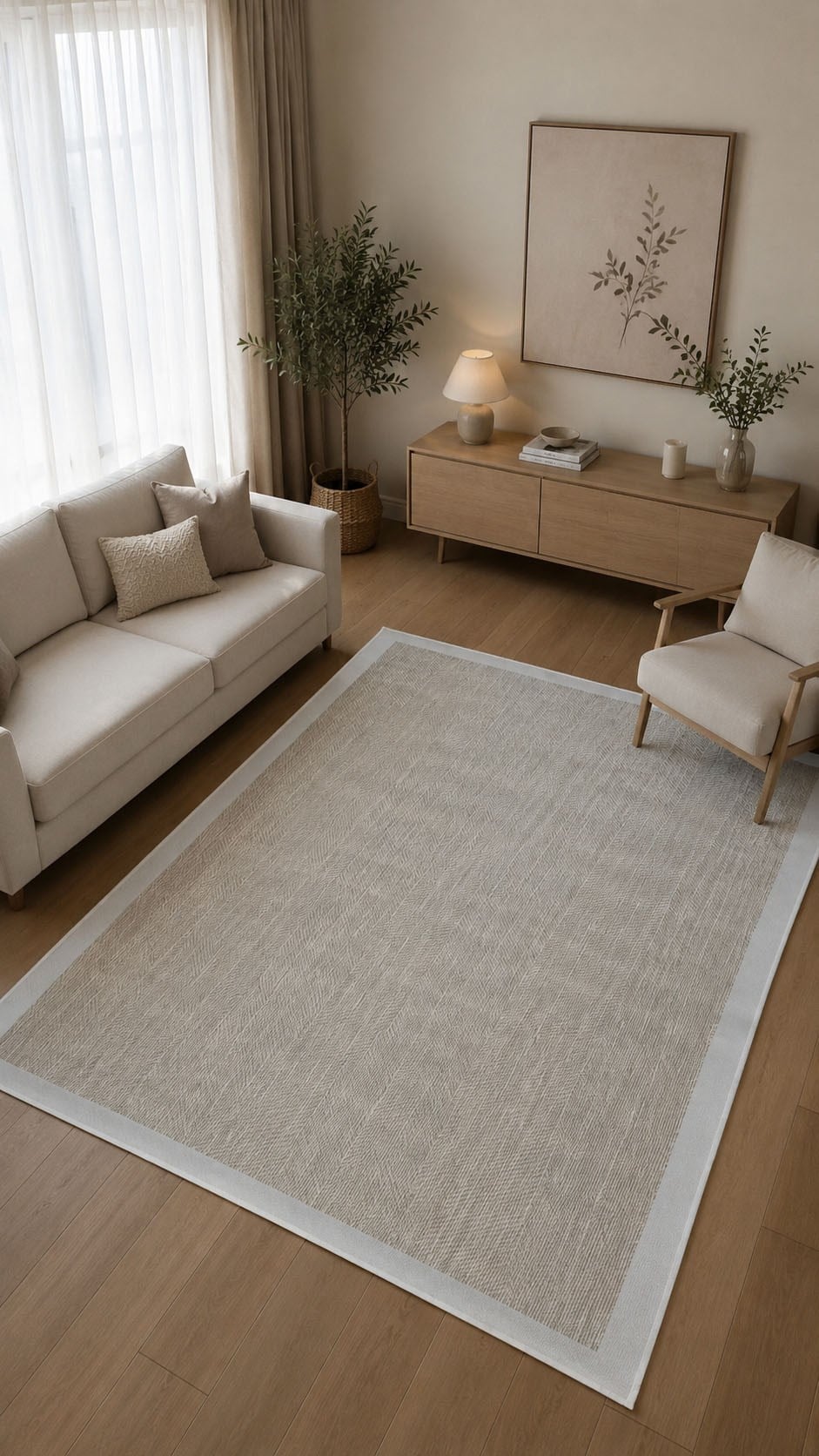 Sisal Nil Vanilya Krem Kaymaz Tabanlı Yıkanabilir Hasır Dokuma Halı SS516