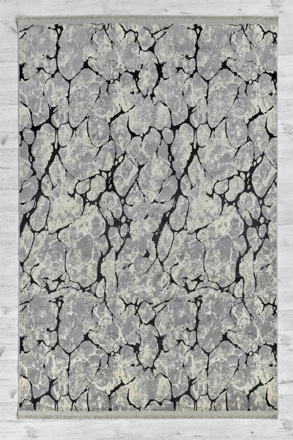 Siyah Mermer Desenli Altı Kaymaz Halı