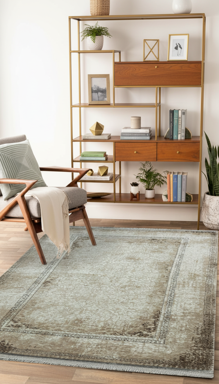 Sultan Majesty Çerçeveli Bej Modern  Makine Dokuma Salon Halısı - 3081