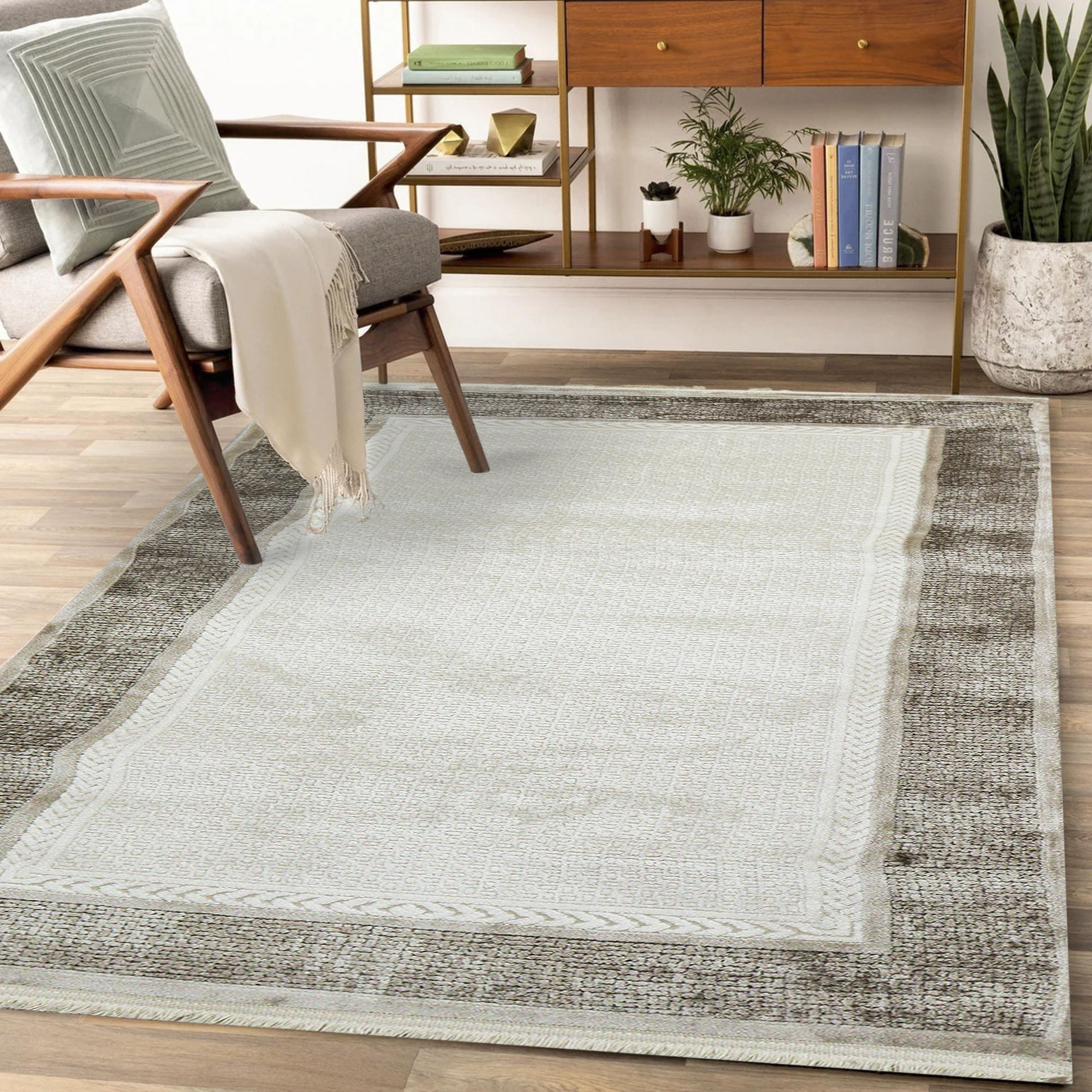 Sultan Majesty Çerçeveli Gri Modern  Makine Dokuma Salon Halısı - 3083