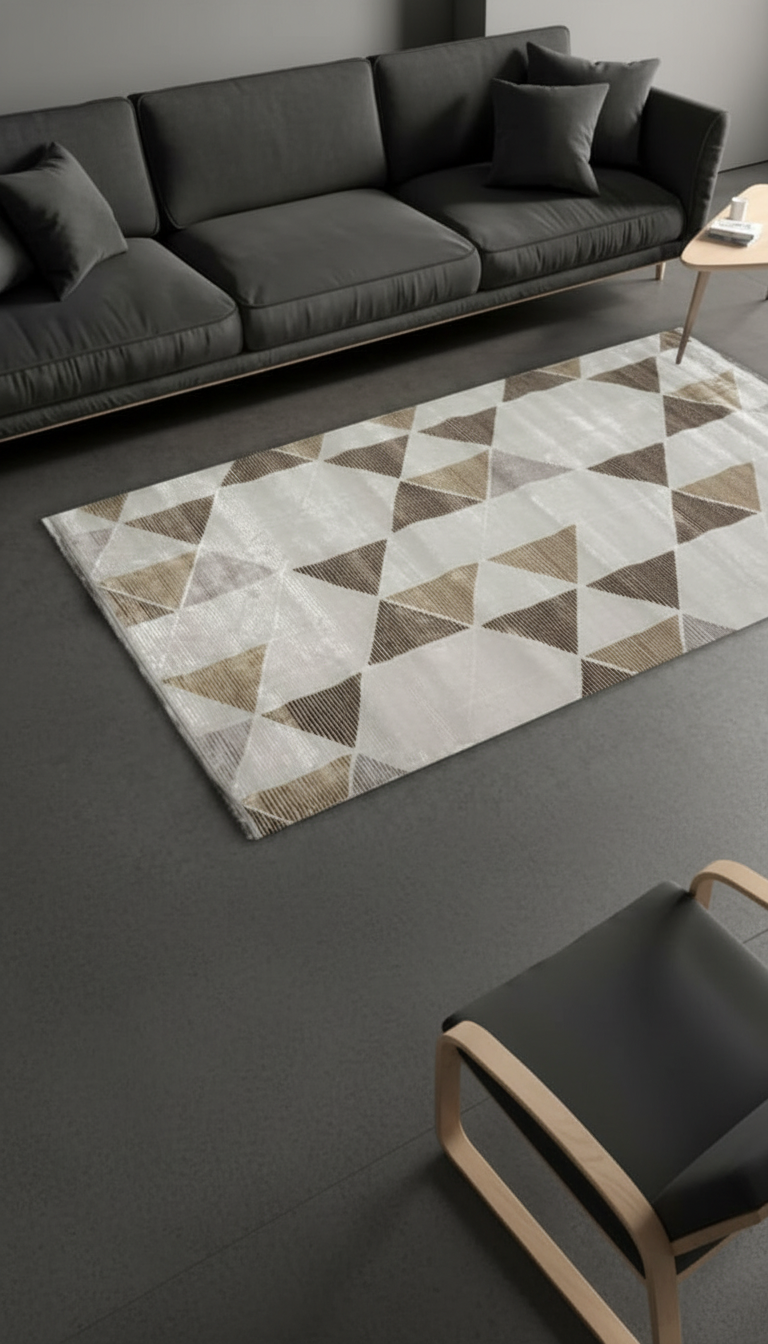 Sultan Zen Modern Desen Krem Modern Akrilik Makine Dokuma Salon Halısı - 6609