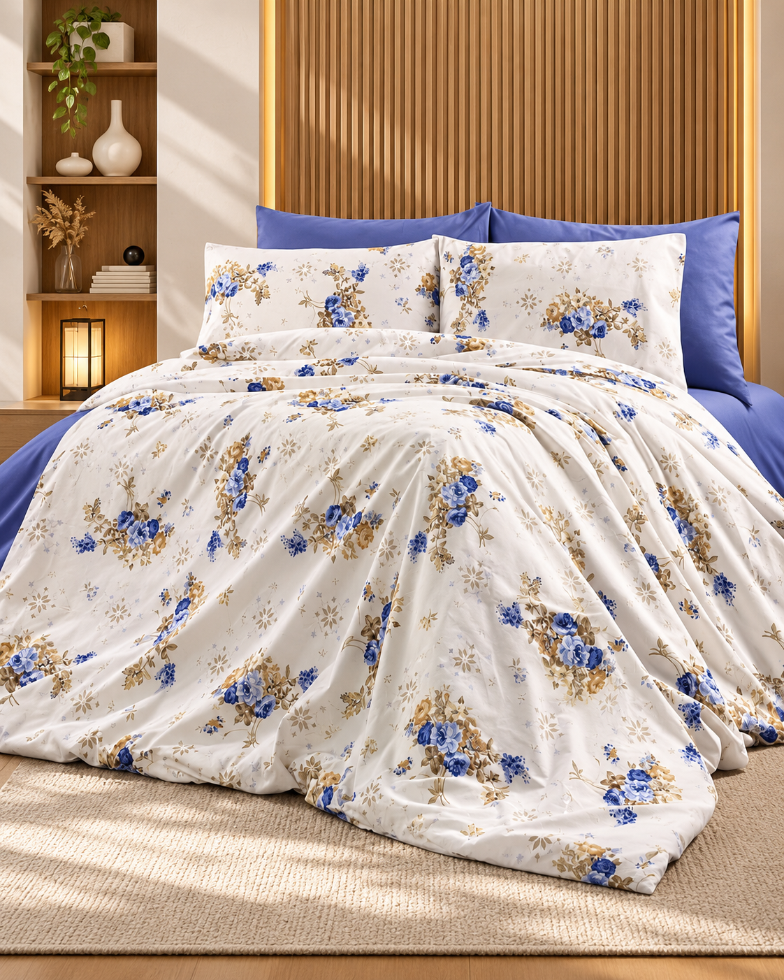 Tek Kişilik Desenli Bej Gri Pamuklu Nevresim Takımı HT01 160X220