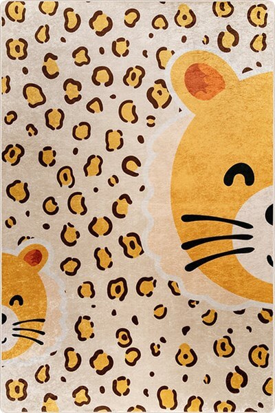 Kedi Desenli Turuncu Çocuk Odası Halısı-4003