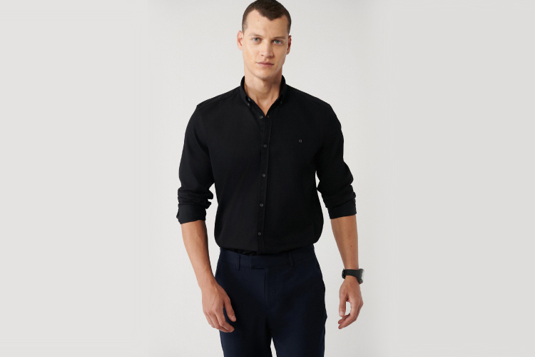 avva smart casual siyah gömlek
