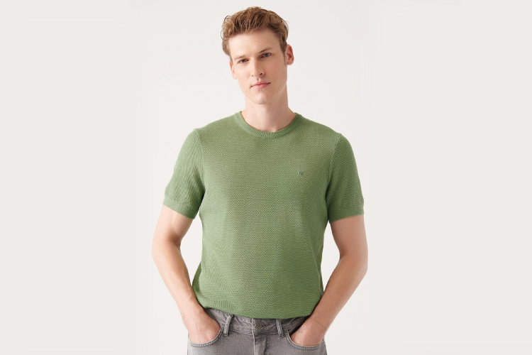 yeşil triko t-shirt avva