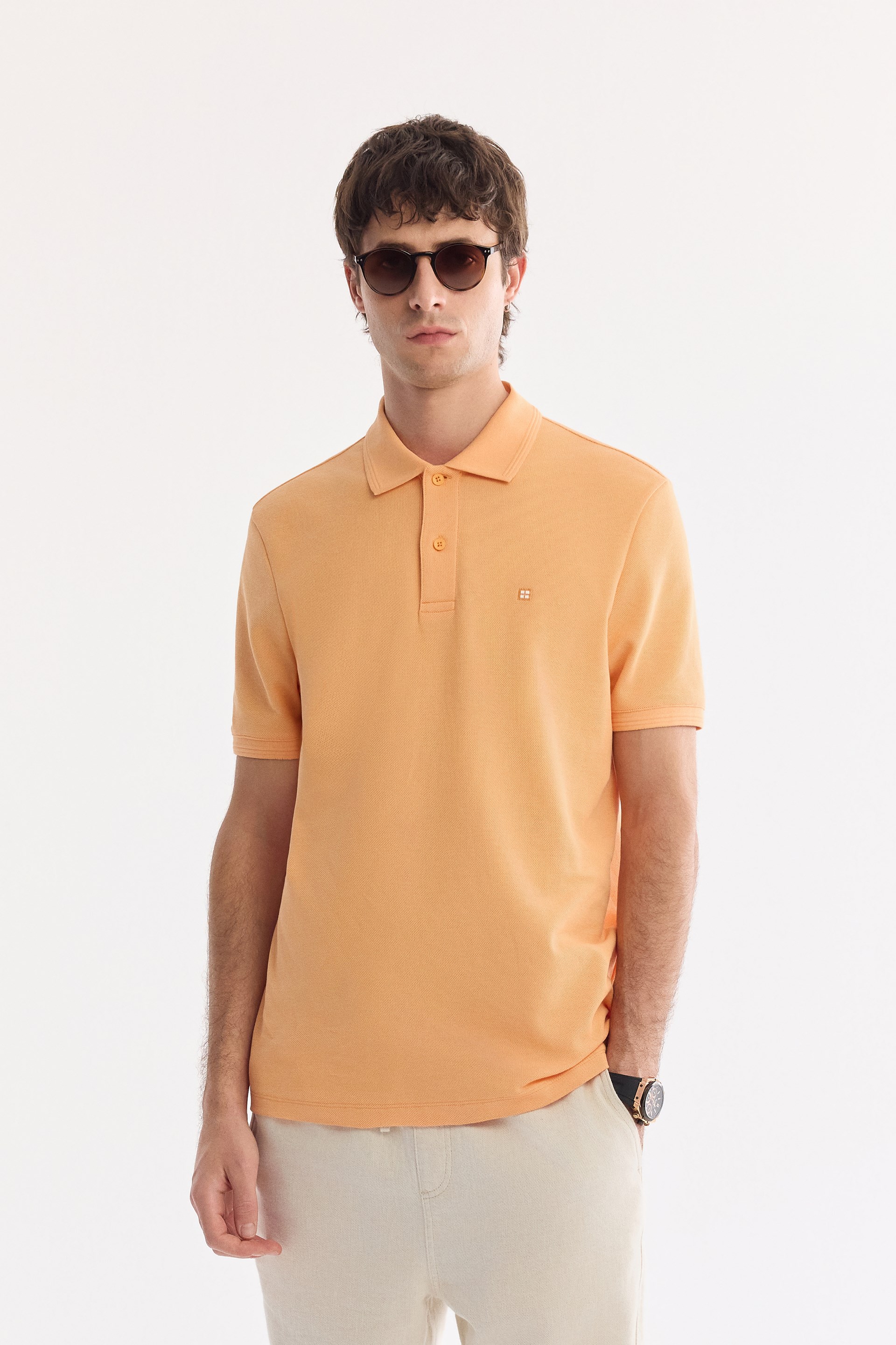 AVVA Açık Turuncu Kıvrılmaz Polo Yaka %100 Pamuk Basic T-Shirt