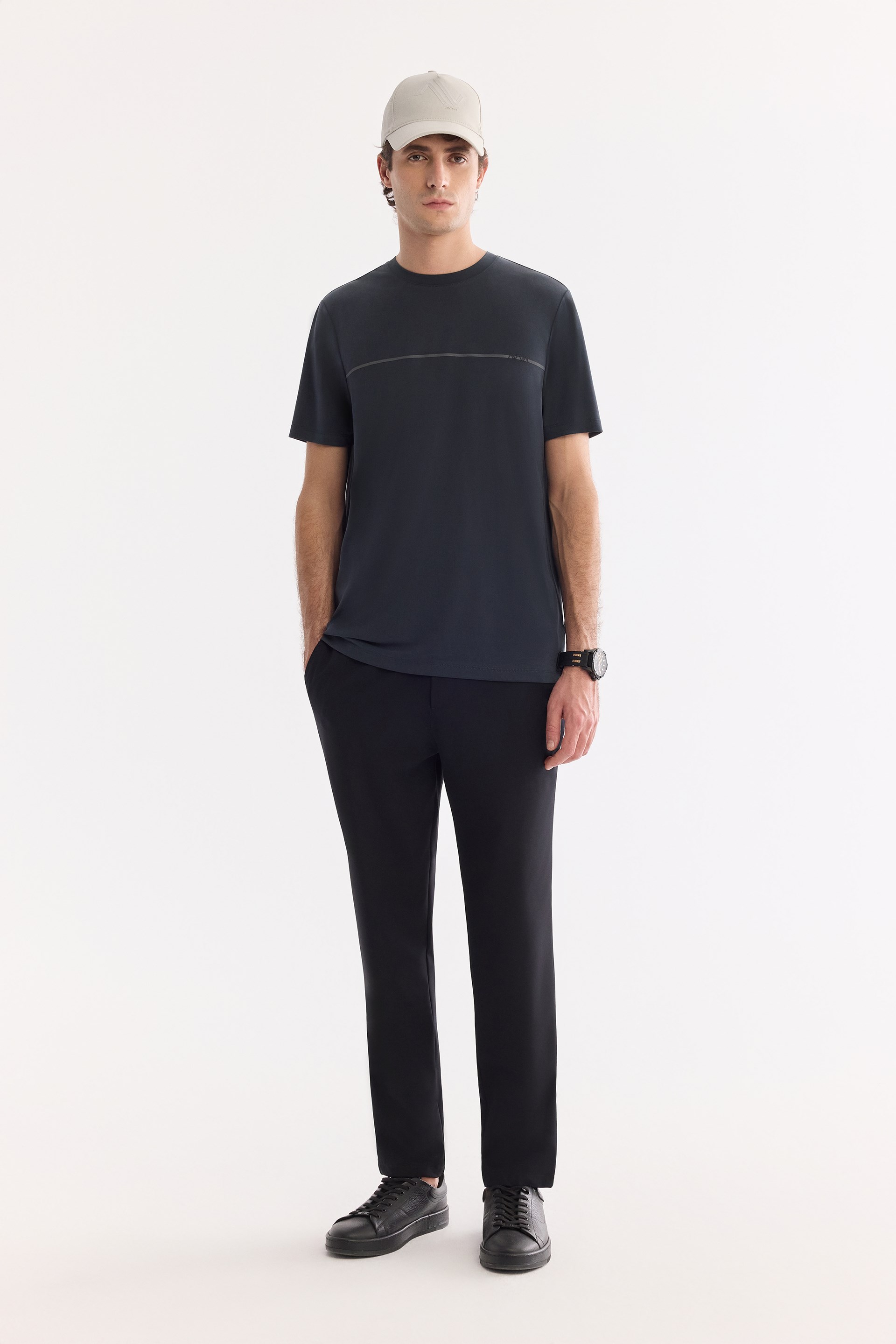 AVVA Antrasit Bisiklet Yaka Baskılı Soft Touch T-Shirt görsel 5