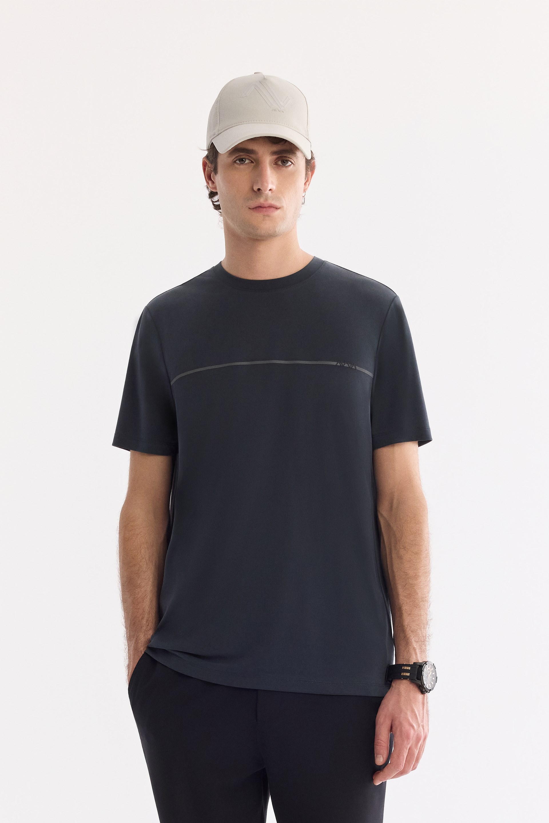 AVVA Antrasit Bisiklet Yaka Baskılı Soft Touch T-Shirt