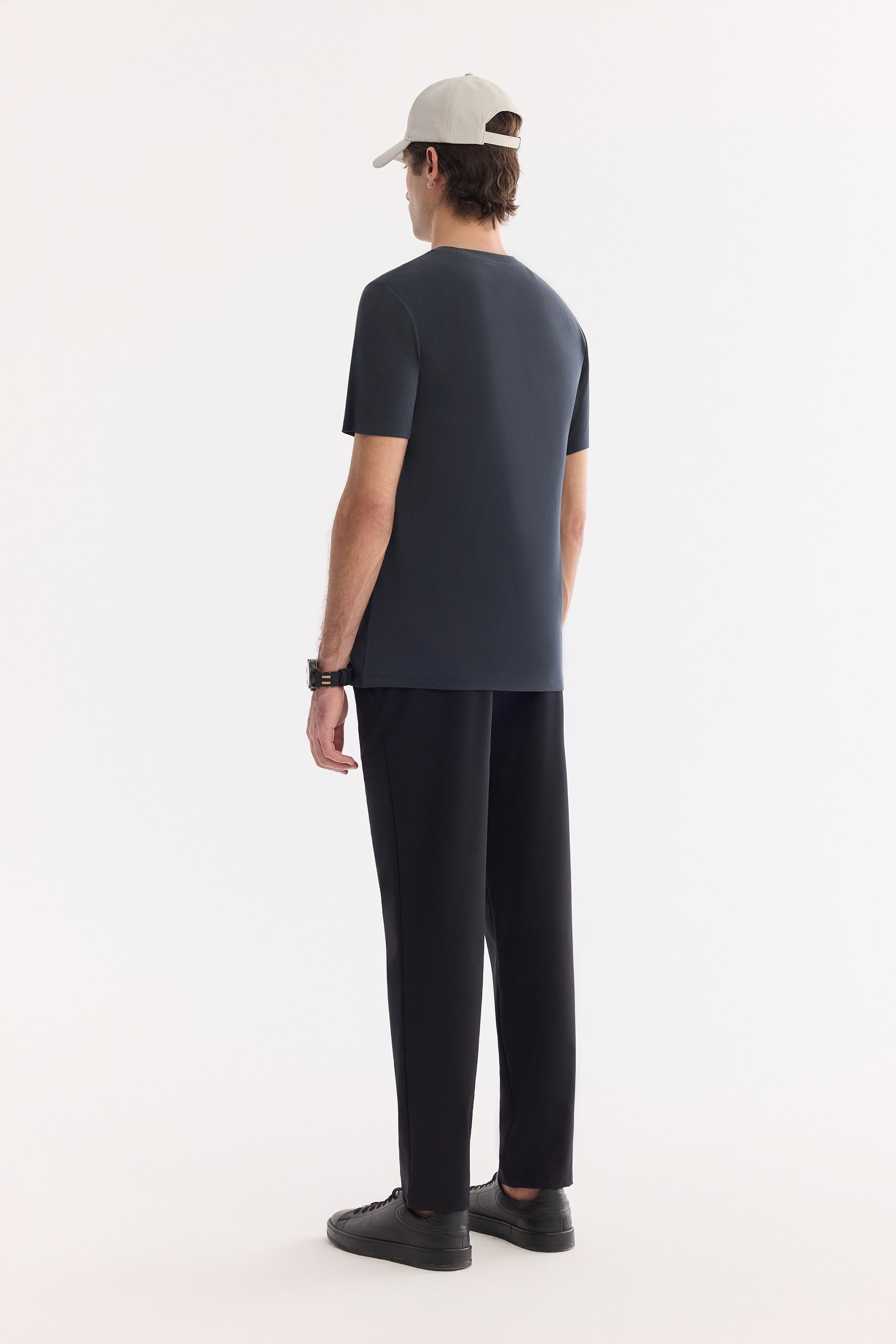 AVVA Antrasit Bisiklet Yaka Baskılı Soft Touch T-Shirt görsel 4